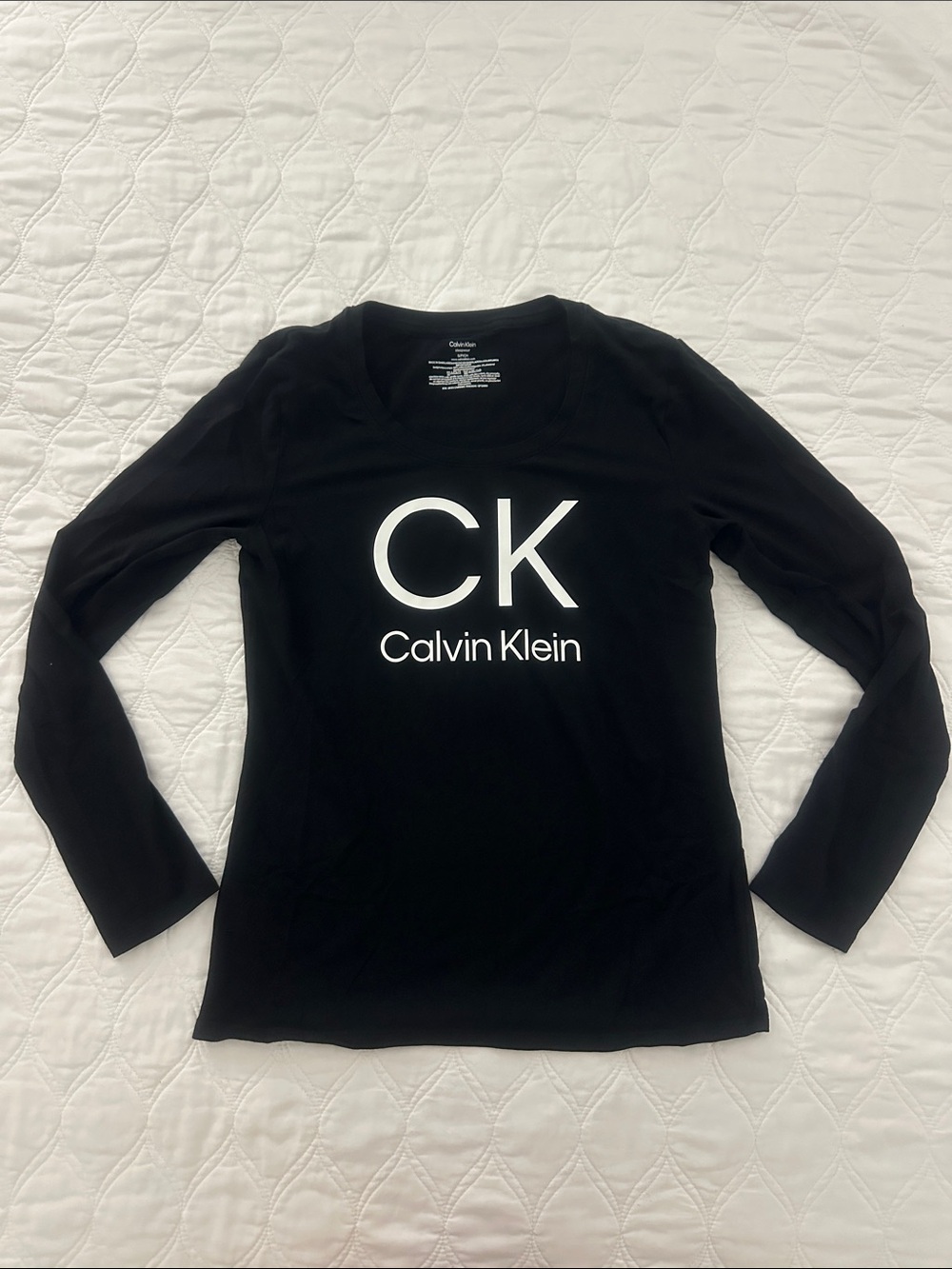 Calvin Klein Black Long Sleeve Tee with White CK Branding